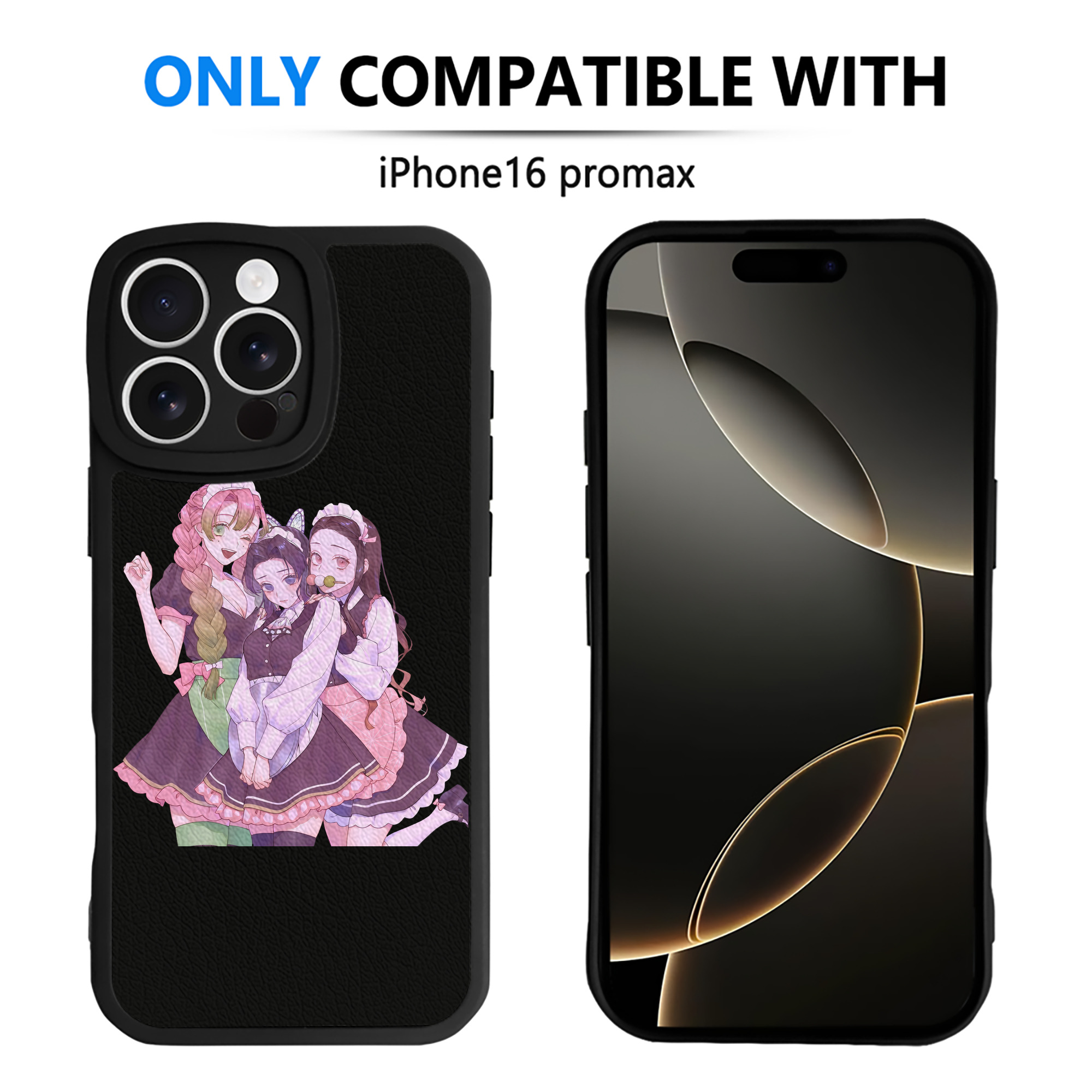 （画像用） 鬼滅の刃（きめつのやいば）蟲柱-胡蝶 しのぶ／こちょう しのぶ Kochou Shinobu 【iPhone 16シリーズ対応】シリコンスマホケース（レザー調） 材質：シリコン